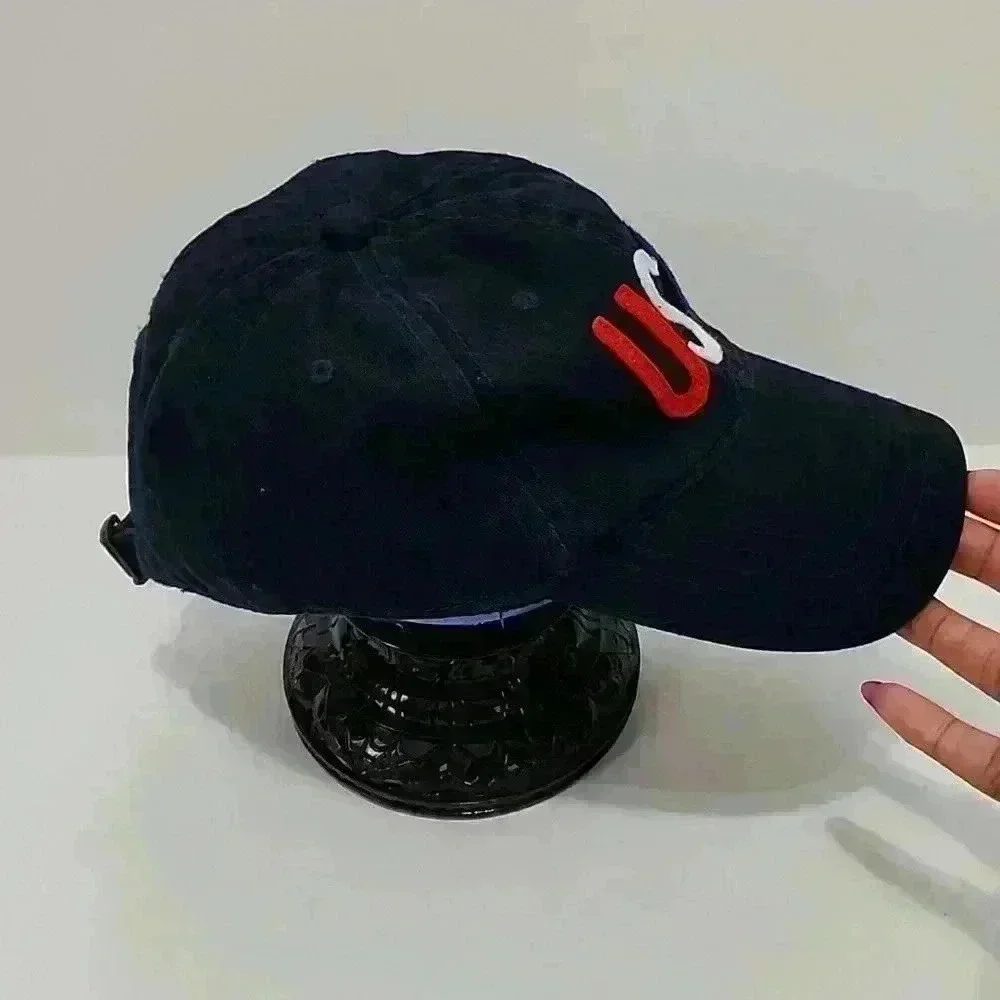 Old Navy USA Baseball Cap Hat Adjustable Strap Navy Red Blue Embroidered OS